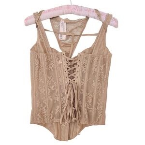 VICTORIA’S SECRET Classic Lace Corset Set Praline Size M NEW